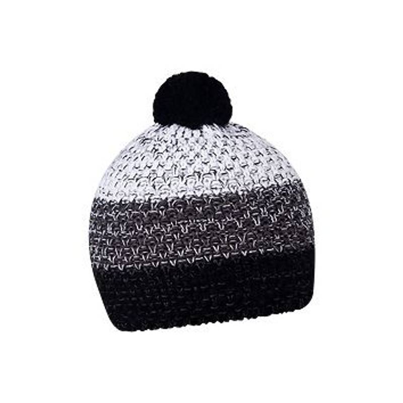 HORTON zimní čepice s bambulí, černá, bílá a šedá HORTON zimní čepice s bambulí, černá, bílá a šedá